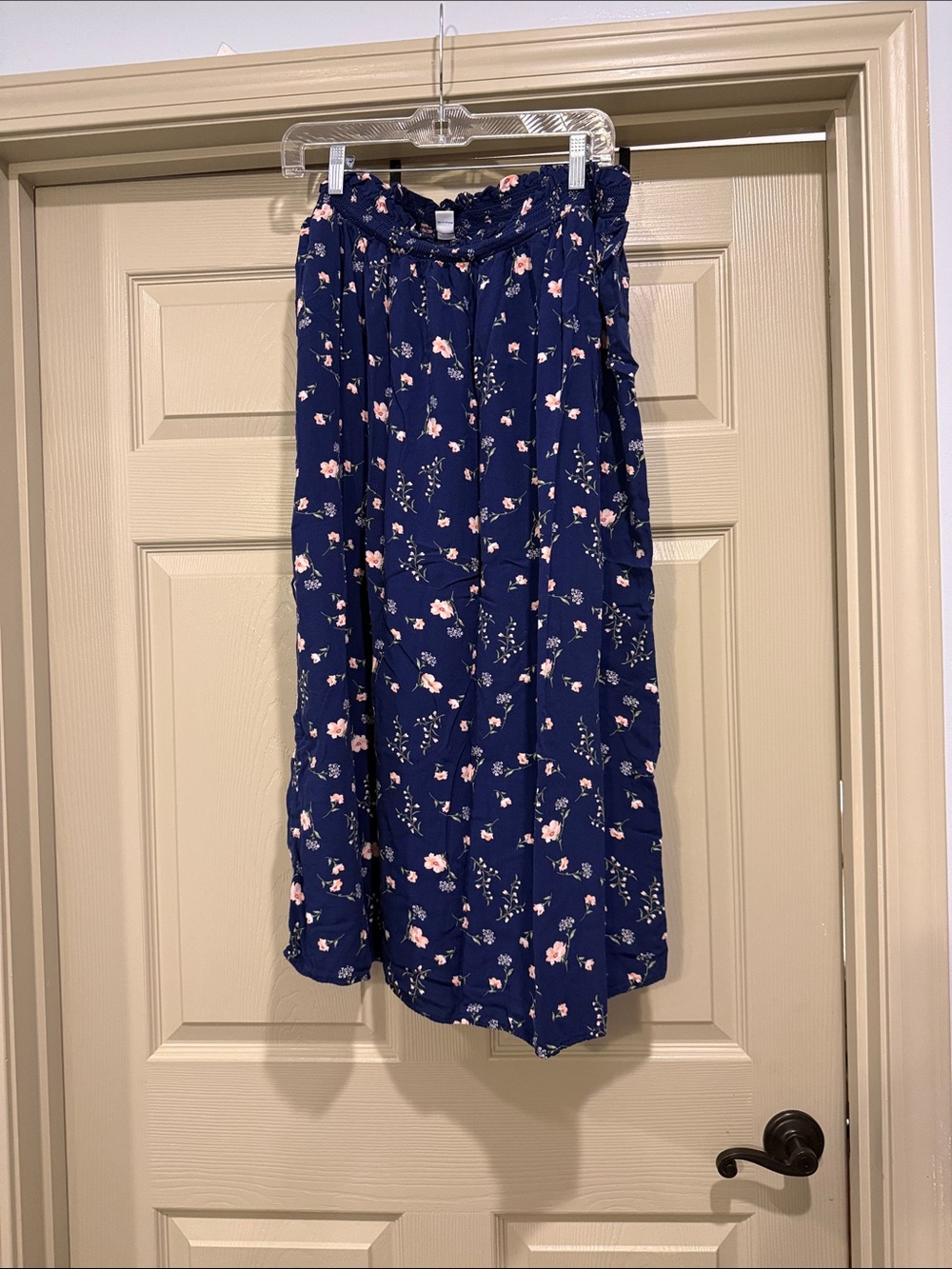 Old Navy Navy Maxi Skirt with Pink Floral Print
